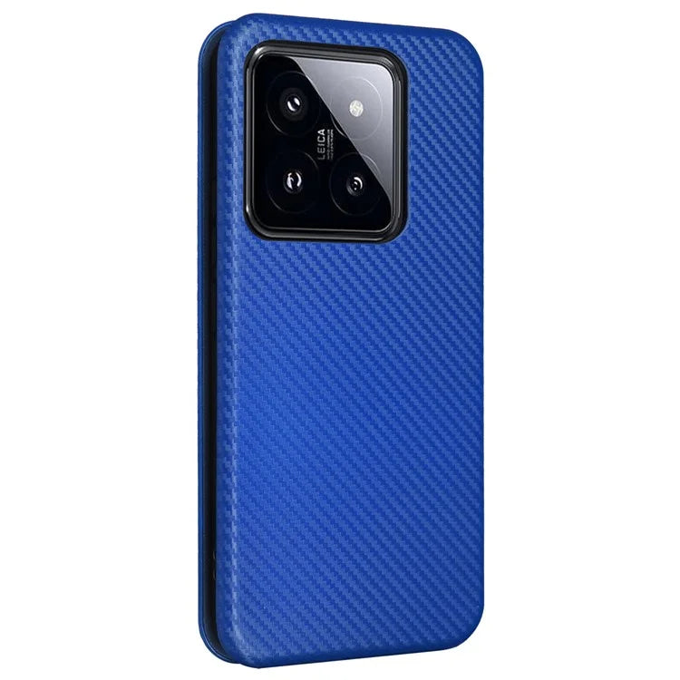 For Xiaomi 14 Leather Case Card Holder Carbon Fiber Texture Phone Cover