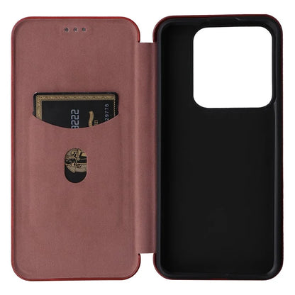 For Xiaomi 14 Leather Case Card Holder Carbon Fiber Texture Phone Cover