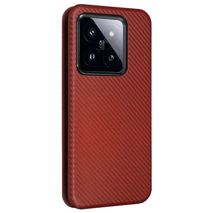 For Xiaomi 14 Leather Case Card Holder Carbon Fiber Texture Phone Cover