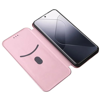 For Xiaomi 14 Leather Case Card Holder Carbon Fiber Texture Phone Cover