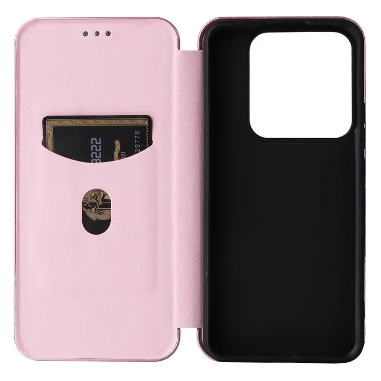 For Xiaomi 14 Leather Case Card Holder Carbon Fiber Texture Phone Cover