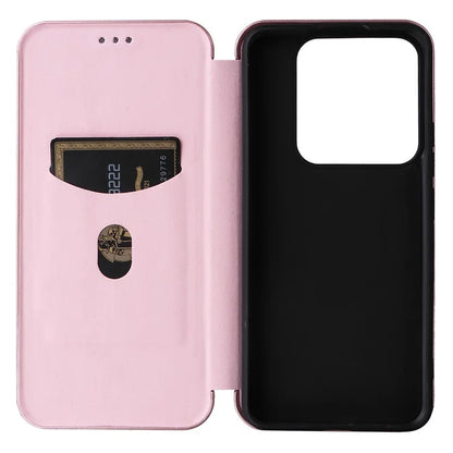 For Xiaomi 14 Leather Case Card Holder Carbon Fiber Texture Phone Cover