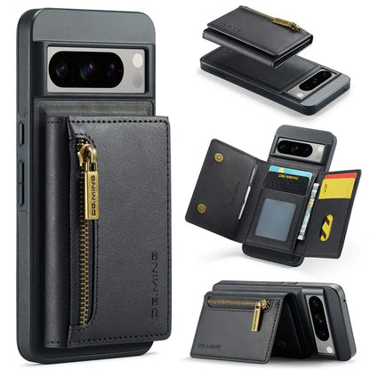 DG.MING M5 Series For Google Pixel 8 Pro Phone Case RFID Blocking Zipper Pocket Back Cover