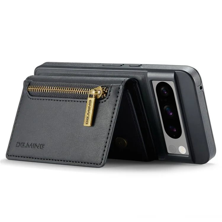 DG.MING M5 Series For Google Pixel 8 Pro Phone Case RFID Blocking Zipper Pocket Back Cover
