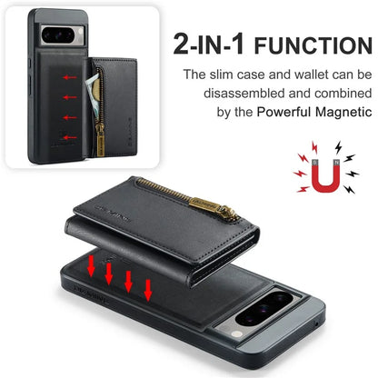DG.MING M5 Series For Google Pixel 8 Pro Phone Case RFID Blocking Zipper Pocket Back Cover