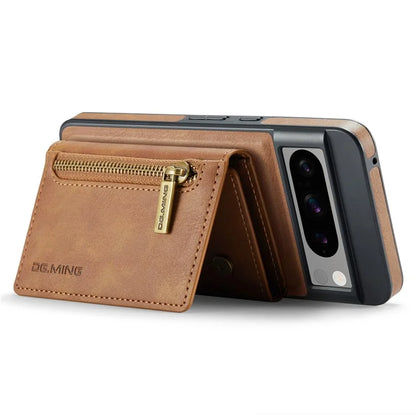 DG.MING M5 Series For Google Pixel 8 Pro Phone Case RFID Blocking Zipper Pocket Back Cover
