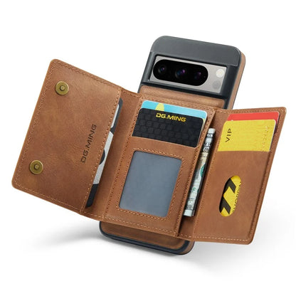DG.MING M5 Series For Google Pixel 8 Pro Phone Case RFID Blocking Zipper Pocket Back Cover