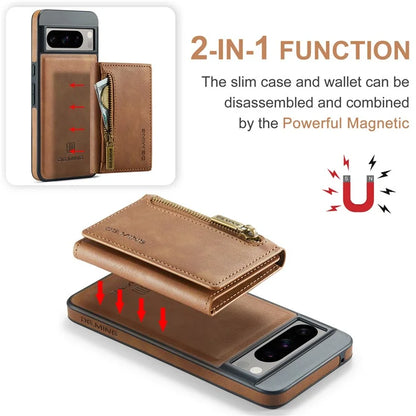 DG.MING M5 Series For Google Pixel 8 Pro Phone Case RFID Blocking Zipper Pocket Back Cover
