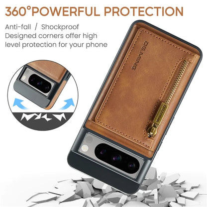 DG.MING M5 Series For Google Pixel 8 Pro Phone Case RFID Blocking Zipper Pocket Back Cover