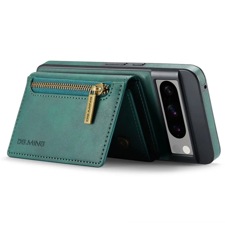 DG.MING M5 Series For Google Pixel 8 Pro Phone Case RFID Blocking Zipper Pocket Back Cover