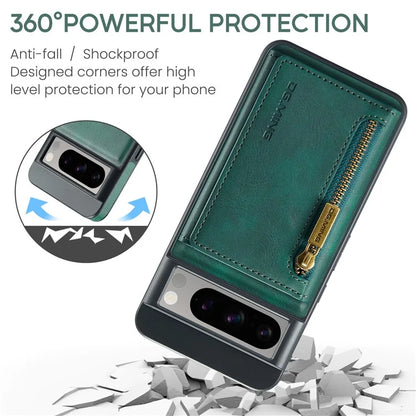 DG.MING M5 Series For Google Pixel 8 Pro Phone Case RFID Blocking Zipper Pocket Back Cover