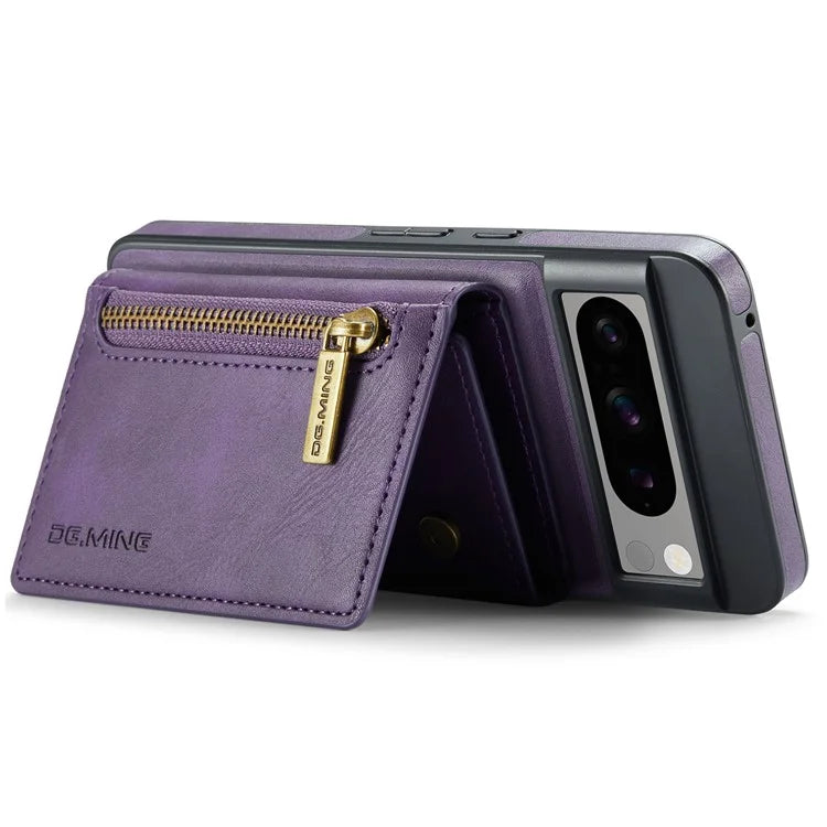 DG.MING M5 Series For Google Pixel 8 Pro Phone Case RFID Blocking Zipper Pocket Back Cover
