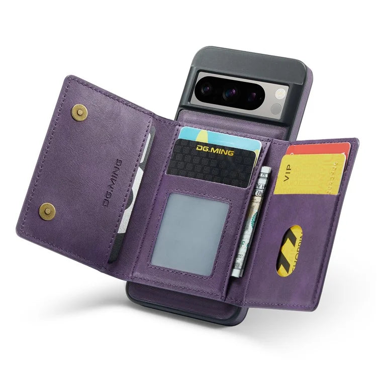 DG.MING M5 Series For Google Pixel 8 Pro Phone Case RFID Blocking Zipper Pocket Back Cover