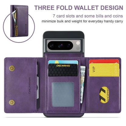 DG.MING M5 Series For Google Pixel 8 Pro Phone Case RFID Blocking Zipper Pocket Back Cover