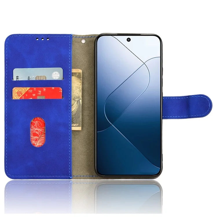 For Xiaomi 14 Cell Phone Case Skin-touch Stand Leather Wallet Cover