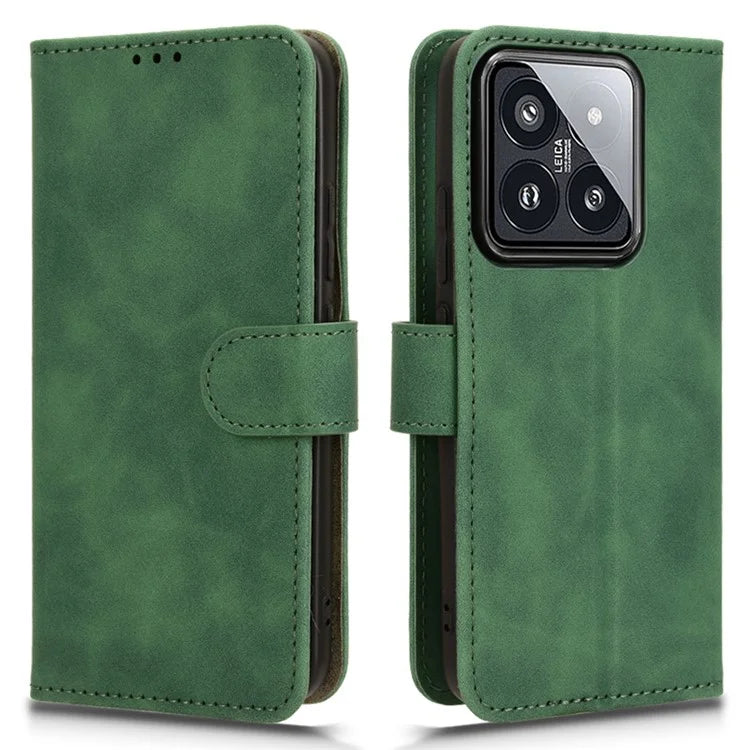 For Xiaomi 14 Cell Phone Case Skin-touch Stand Leather Wallet Cover