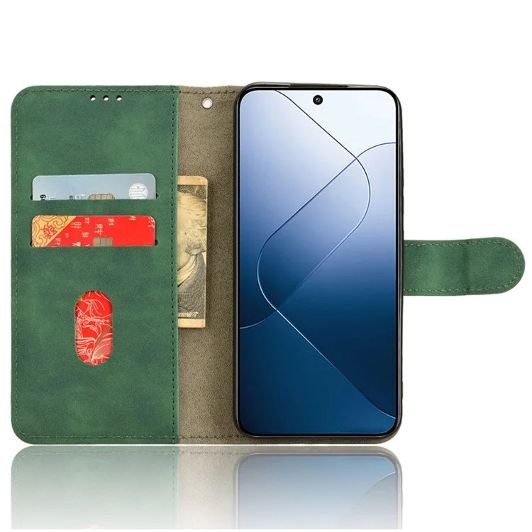 For Xiaomi 14 Cell Phone Case Skin-touch Stand Leather Wallet Cover