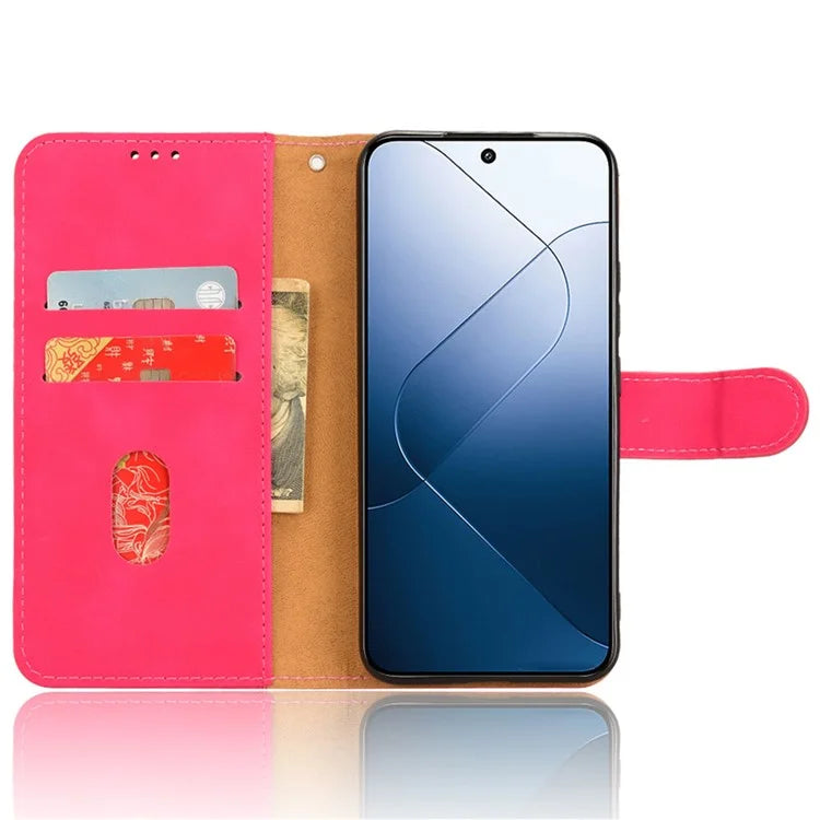 For Xiaomi 14 Cell Phone Case Skin-touch Stand Leather Wallet Cover