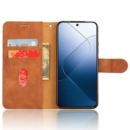 For Xiaomi 14 Cell Phone Case Skin-touch Stand Leather Wallet Cover