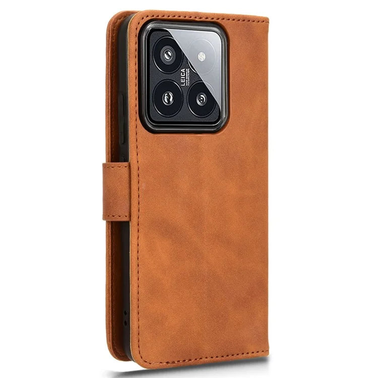 For Xiaomi 14 Cell Phone Case Skin-touch Stand Leather Wallet Cover