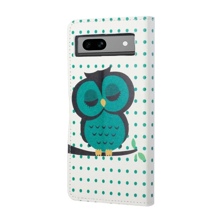 For Google Pixel 8a PU Leather Case Pattern Flip Stand Phone Cover