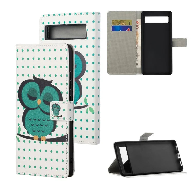 For Google Pixel 8a PU Leather Case Pattern Flip Stand Phone Cover