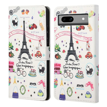For Google Pixel 8a PU Leather Case Pattern Flip Stand Phone Cover