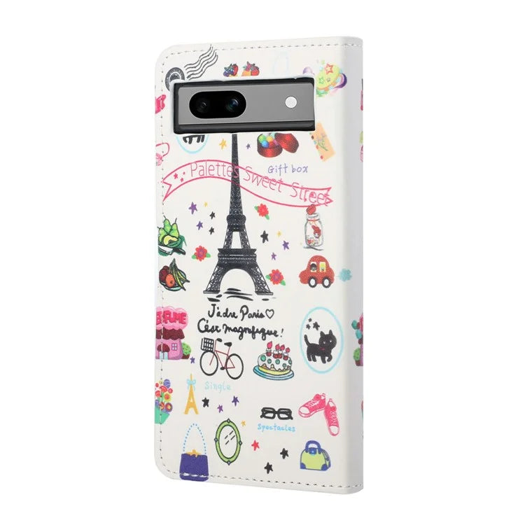 For Google Pixel 8a PU Leather Case Pattern Flip Stand Phone Cover