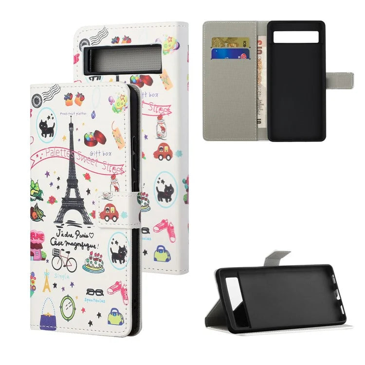 For Google Pixel 8a PU Leather Case Pattern Flip Stand Phone Cover