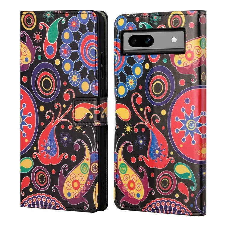 For Google Pixel 8a PU Leather Case Pattern Flip Stand Phone Cover