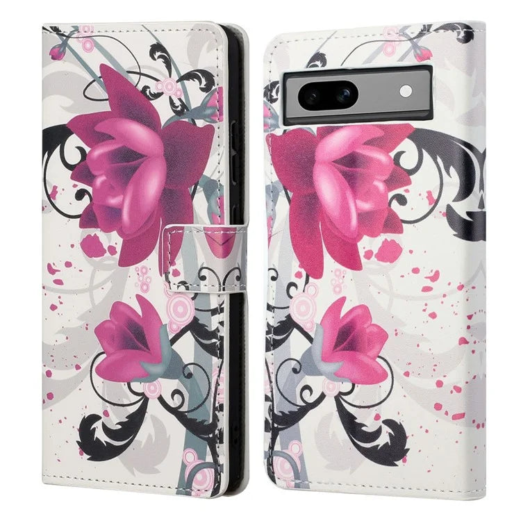 For Google Pixel 8a PU Leather Case Pattern Flip Stand Phone Cover