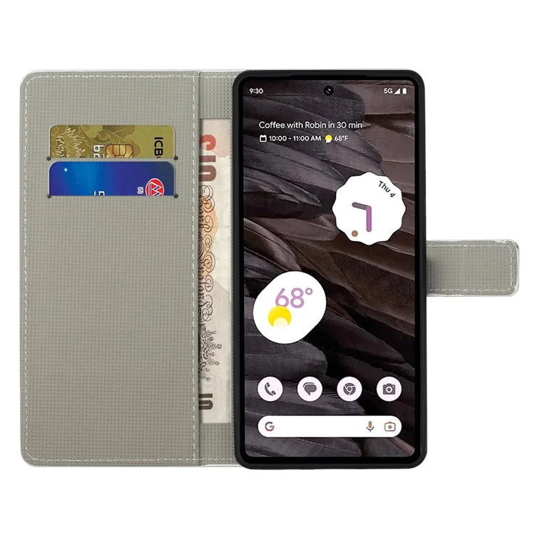 For Google Pixel 8a PU Leather Case Pattern Flip Stand Phone Cover