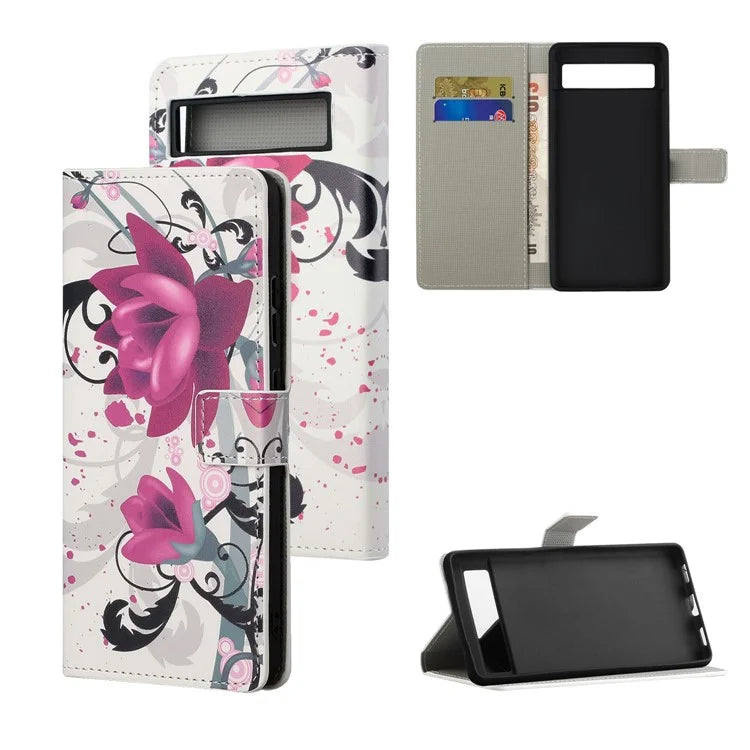 For Google Pixel 8a PU Leather Case Pattern Flip Stand Phone Cover