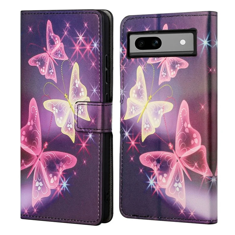 For Google Pixel 8a PU Leather Case Pattern Flip Stand Phone Cover