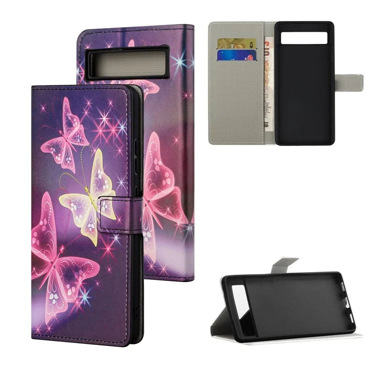 For Google Pixel 8a PU Leather Case Pattern Flip Stand Phone Cover