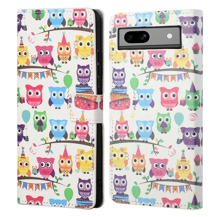 For Google Pixel 8a PU Leather Case Pattern Flip Stand Phone Cover