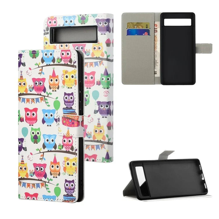 For Google Pixel 8a PU Leather Case Pattern Flip Stand Phone Cover