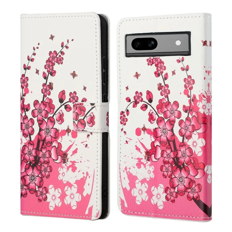 For Google Pixel 8a PU Leather Case Pattern Flip Stand Phone Cover
