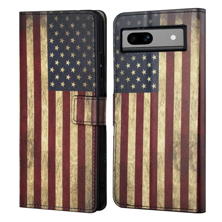 For Google Pixel 8a PU Leather Case Pattern Flip Stand Phone Cover