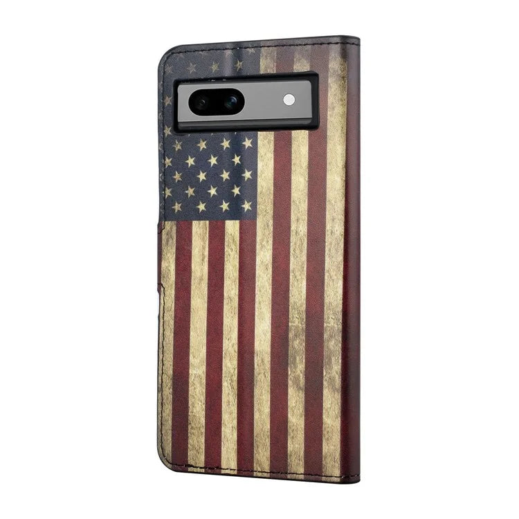 For Google Pixel 8a PU Leather Case Pattern Flip Stand Phone Cover