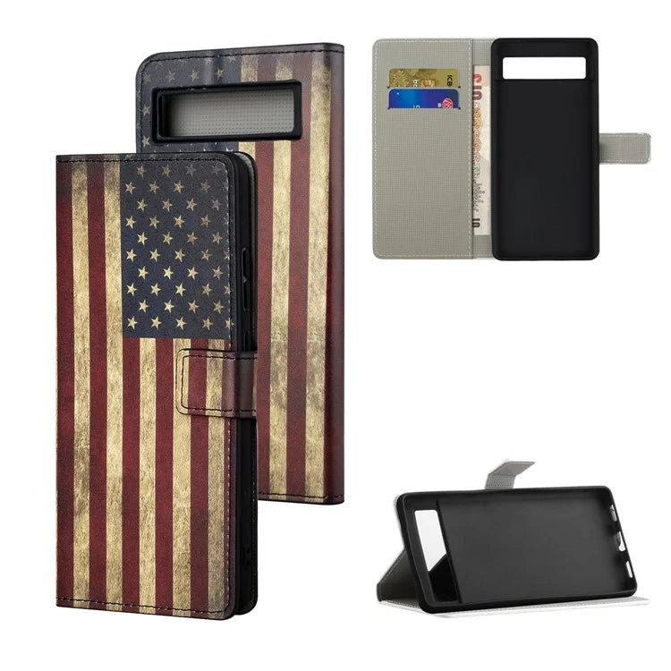 For Google Pixel 8a PU Leather Case Pattern Flip Stand Phone Cover
