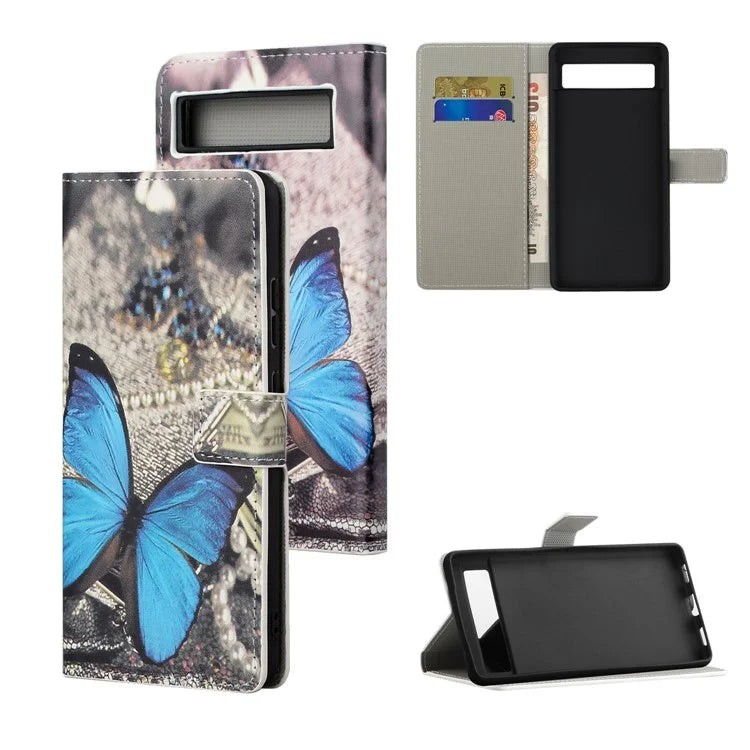 For Google Pixel 8a PU Leather Case Pattern Flip Stand Phone Cover