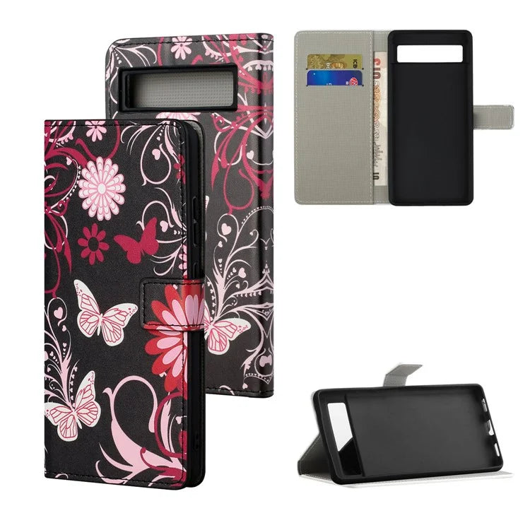 For Google Pixel 8a PU Leather Case Pattern Flip Stand Phone Cover