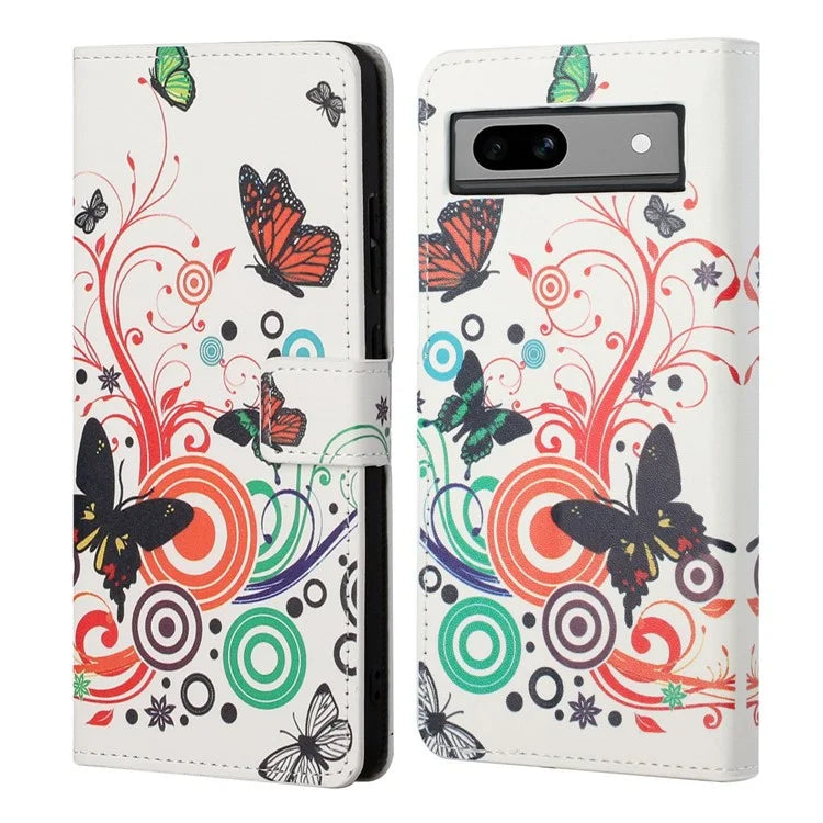 For Google Pixel 8a PU Leather Case Pattern Flip Stand Phone Cover