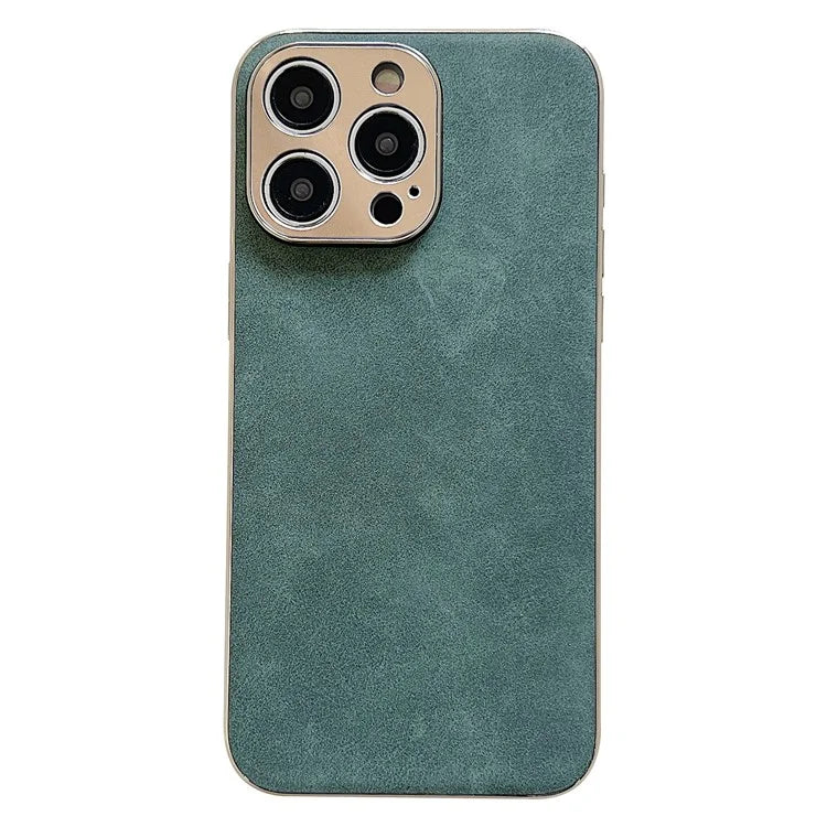 For iPhone 15 Pro Max Electroplating Cover Shockproof Leather+TPU Phone Case