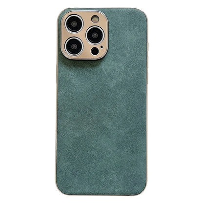 For iPhone 15 Pro Max Electroplating Cover Shockproof Leather+TPU Phone Case