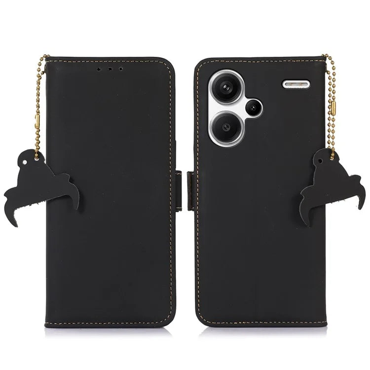 For Xiaomi Redmi Note 13 Pro+ 5G Cell Phone Case Silky Genuine Cow Leather Wallet Cover