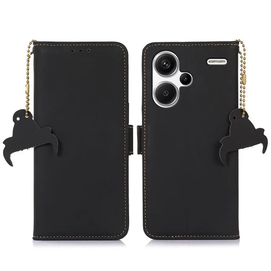 For Xiaomi Redmi Note 13 Pro+ 5G Cell Phone Case Silky Genuine Cow Leather Wallet Cover