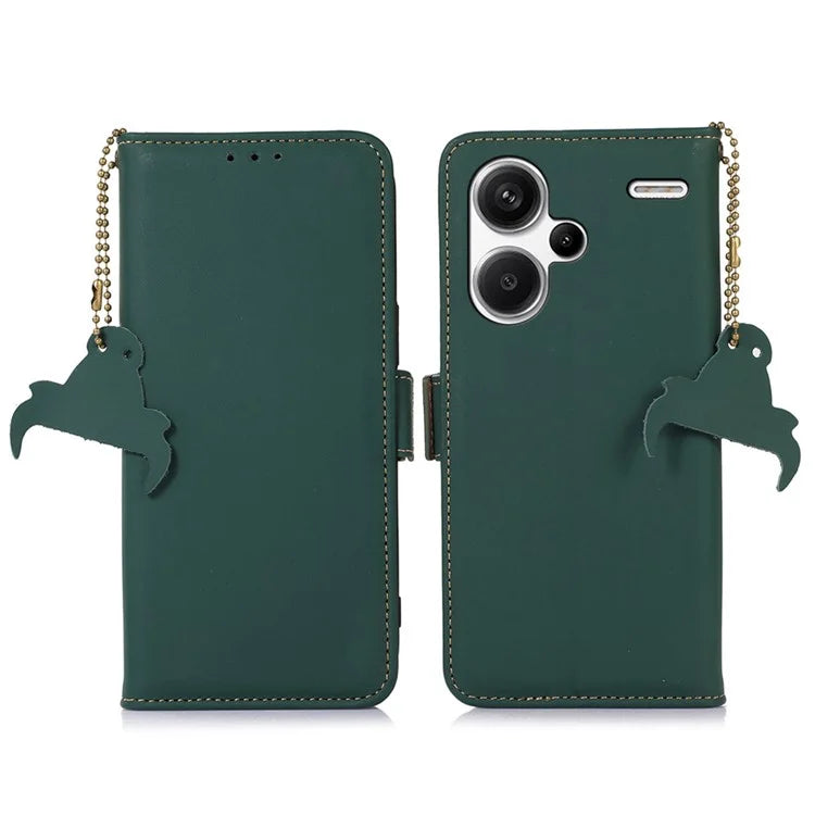 For Xiaomi Redmi Note 13 Pro+ 5G Cell Phone Case Silky Genuine Cow Leather Wallet Cover