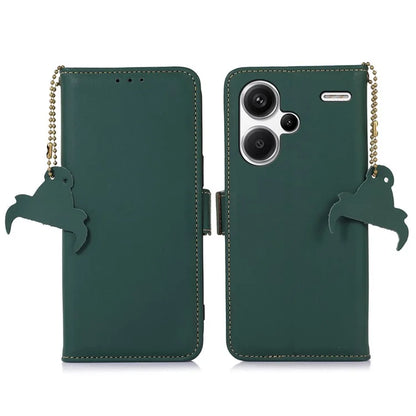 For Xiaomi Redmi Note 13 Pro+ 5G Cell Phone Case Silky Genuine Cow Leather Wallet Cover